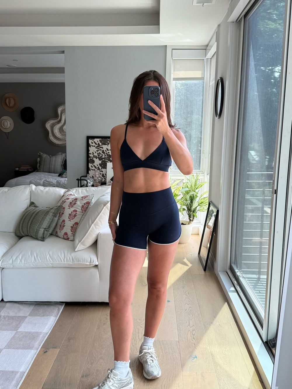 Athluna Women's Navy Active Bralette & High-Waist biker short Set